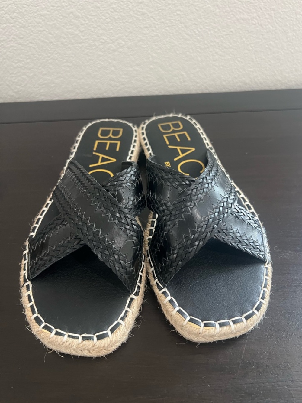 Beach by Matisse Black Woven Espadrille Slide Sandals